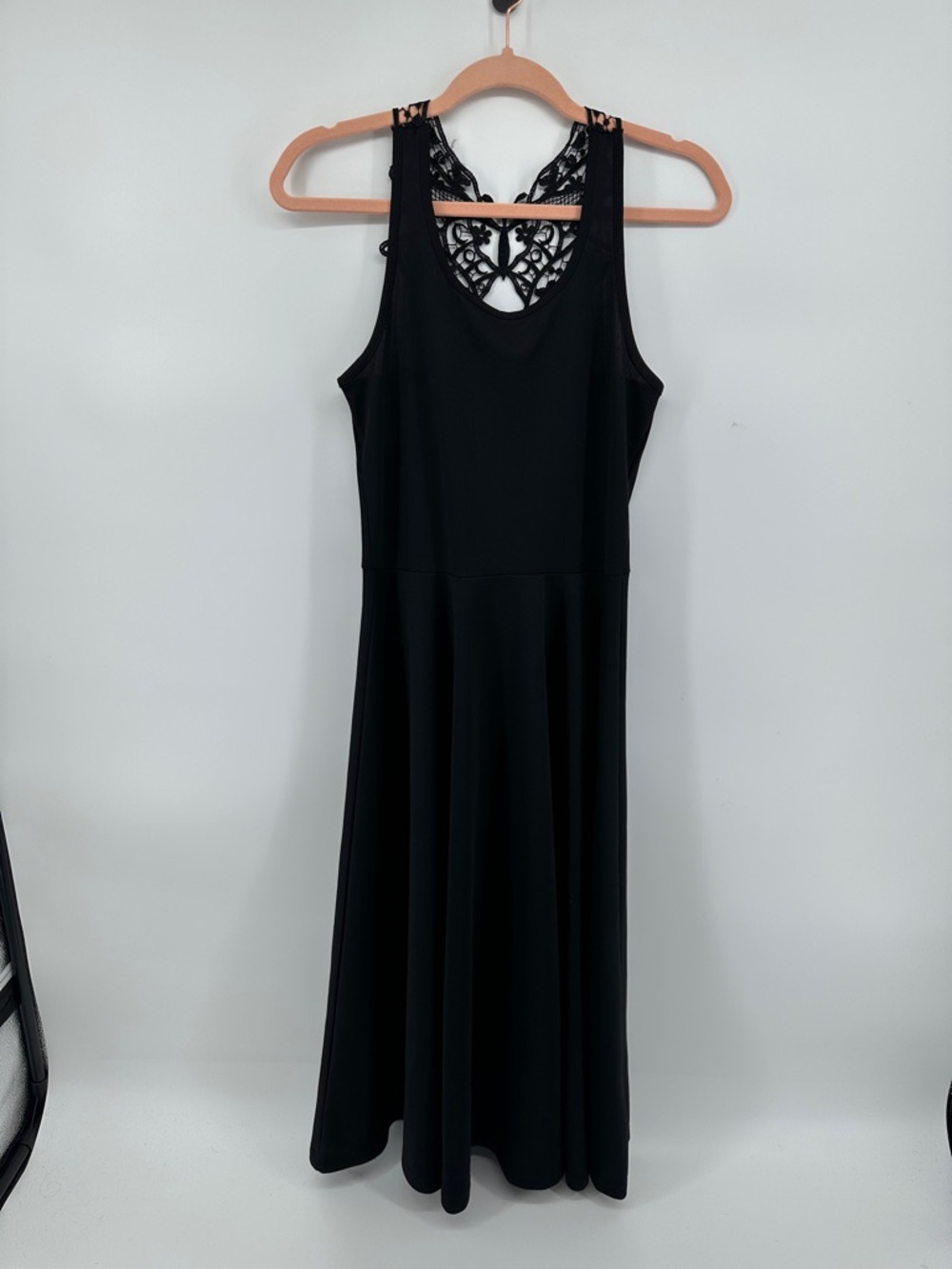 Kiki Export Whimsigoth Grunge Fairycore Black Lace-Back Sleeveless MidiDress SzM